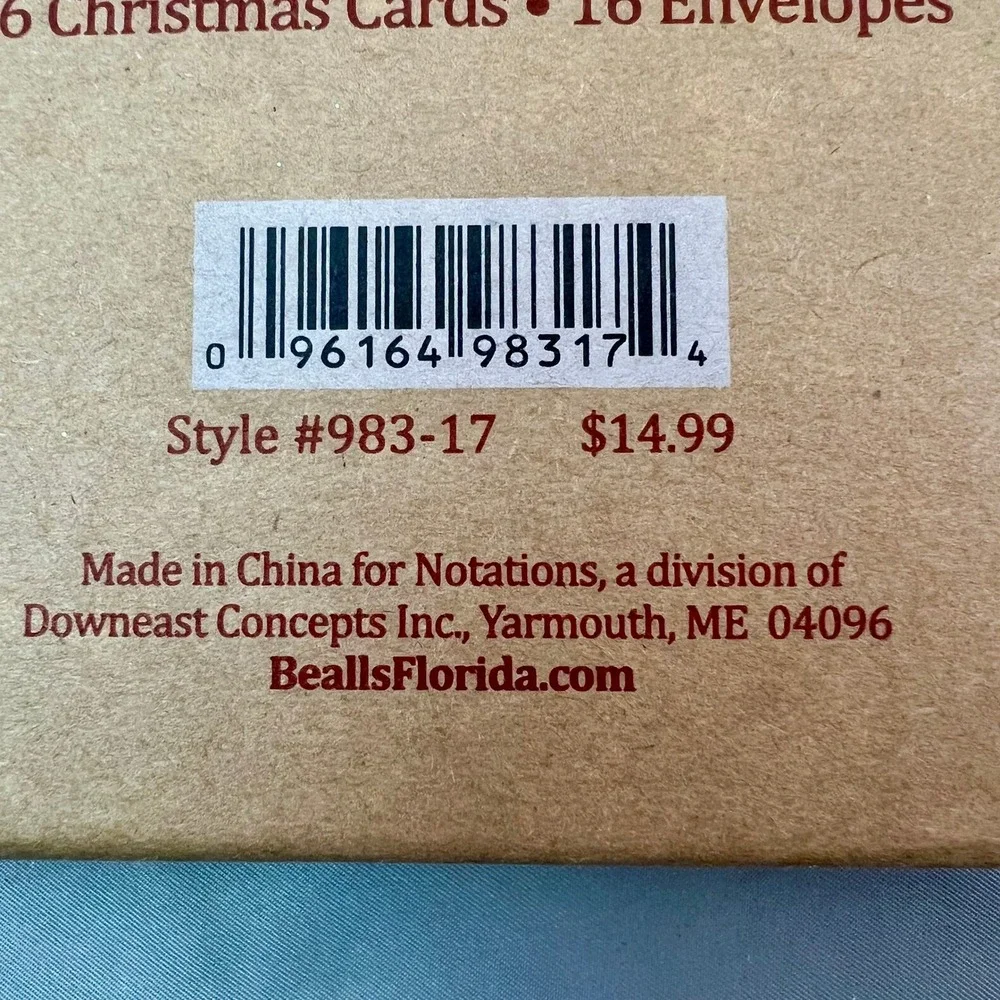 Brighten The Season Christmas Cards 14ct Blue Beach Coastal 983-17 USED -2 cards